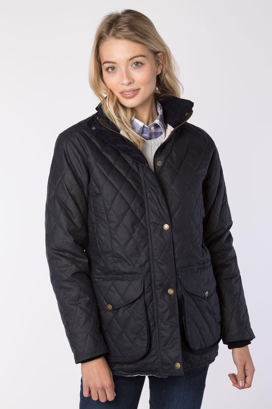 Ladies navy quilted outlet jacket uk