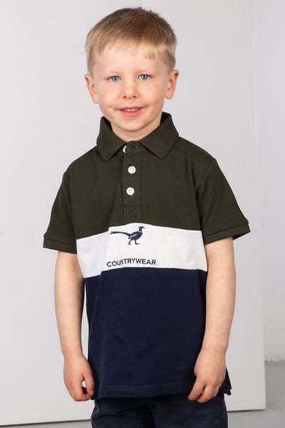 Junior Polo Shirt - Byland - Pheasant Navy/White/Olive