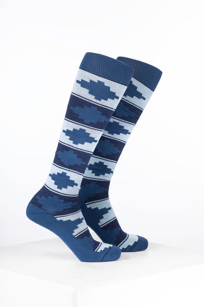 Women’s Bamboo Rich Polo Belt Riding Socks - Polo Navy/Soft Blue/Mid Blue