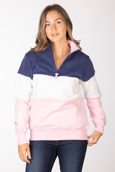 Ladies Plain Sweatshirt - Byland - Denim/White/Sorbet