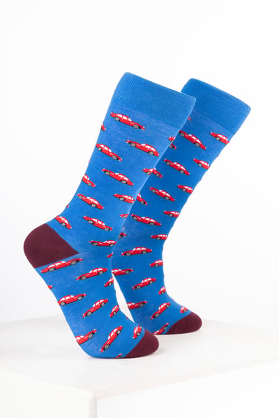 Herren-Auto-Knöchelsocken - Blauer Sportwagen