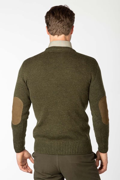 Men's Crew Neck Shooting Jumper - Wykeham - Olive Tweed