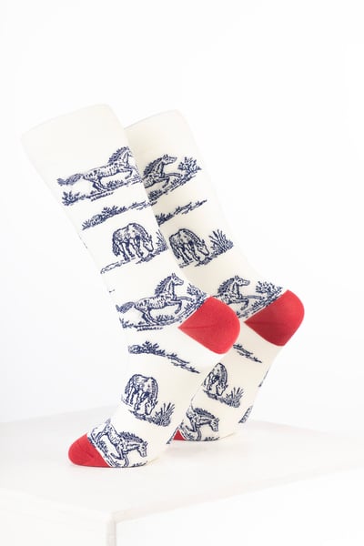 Damen-Knöchelsocken mit Pferdemotiv - Reitsport-Leben Creme