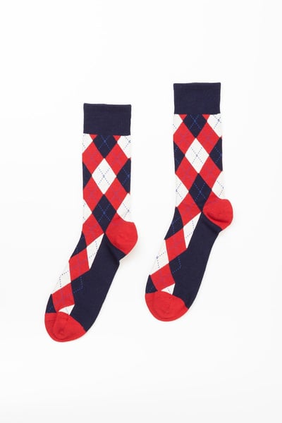 Calcetines de rombos para hombre - Rojo