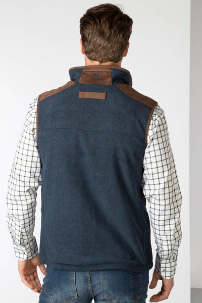 Men's Lined Fleece Gilet - Huggate Extra - Marl Navy