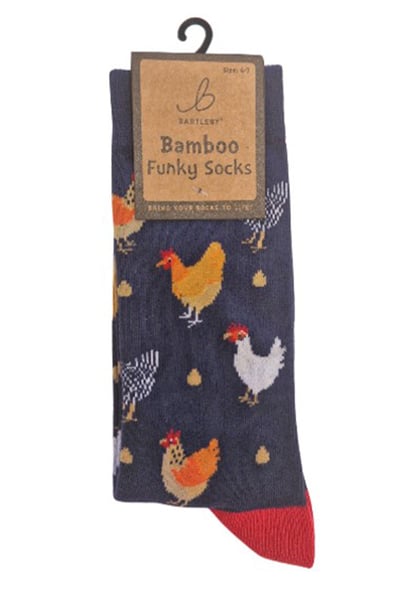 Ladies Bamboo Funky Socks - Colourful Chicken