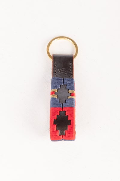 Leather Loop Polo Keyring - Askwith - Navy/Red/Gold/Red