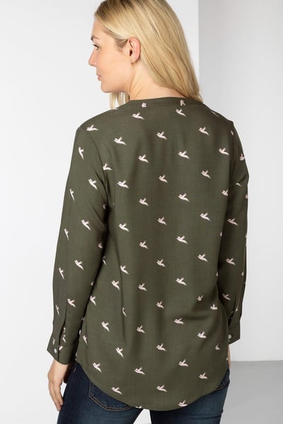 Ladies Printed Blouse - Wistow II - Khaki Pheasant