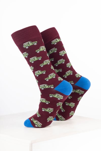 Calcetines tobilleros para hombre con estampado de coche - Vino 4X4