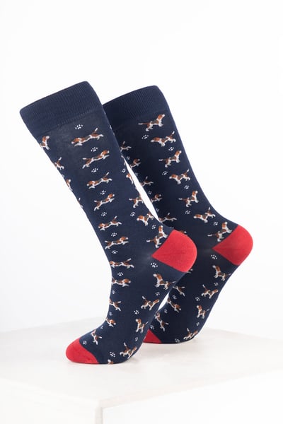 Women’s Bamboo Rich Dog Ankle Socks - Beagle Navy