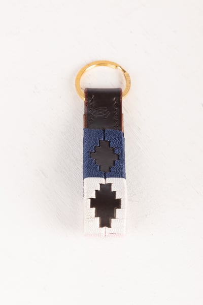 Leather Loop Polo Keyring - Askwith - Denim/White/Sorbet
