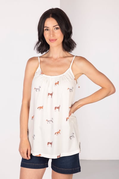 Damen Floaty Vest Top - Wistow II - Pferd weiß