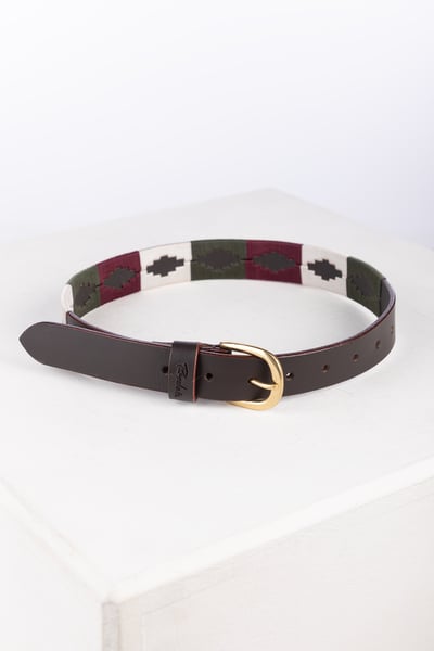 Junior-Polo-Gürtel – Askwith - Olive/White/Burgundy