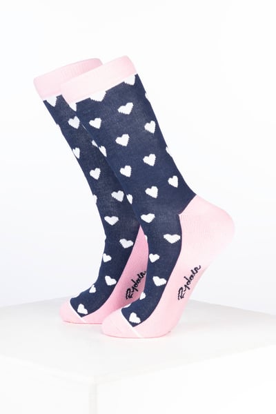 Calcetines tobilleros de bambú para mujer con diseño de corazón - Corazón Azul Marino