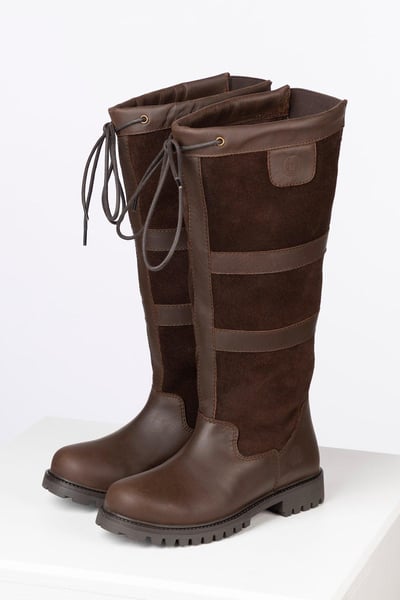 Ladies Wide Fit Tall Leather Boots - Tullymore - Dark Brown