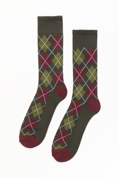 Men's Argyle Socks - Dark Olive