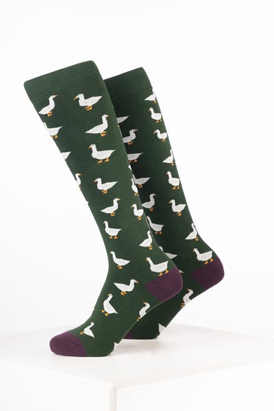 Women’s Bird Welly Socks - Goose Dark Olive