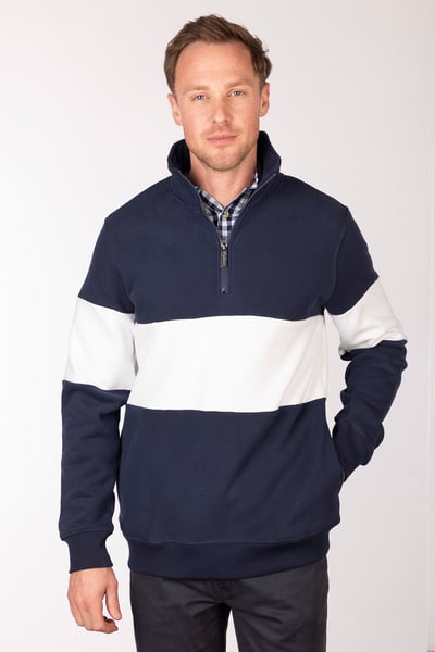 Men's Plain Sweatshirt - Byland - Navy/White/Navy