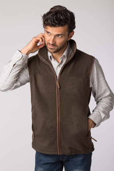 Men's Premium Fleece Waistcoat - Huggate - Bark