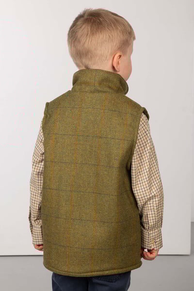 Toddler Fleece Lined Tweed Waistcoat – Derby - Mid Check