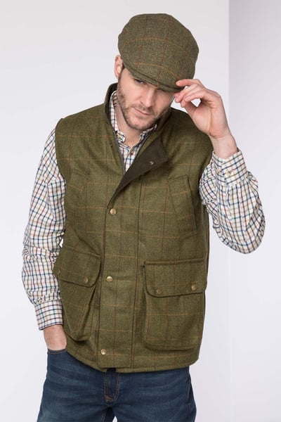 Men's Tweed Gilet - Derby Tweed - Heathland