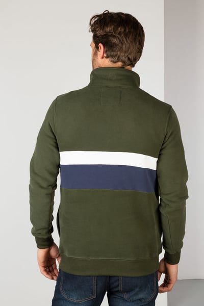 Sweat rayé pour homme - Beadlam - Olive/Marine