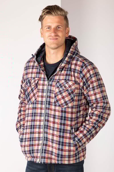 Men's Hooded Fleece Overshirt - Ulrome - Navy/White