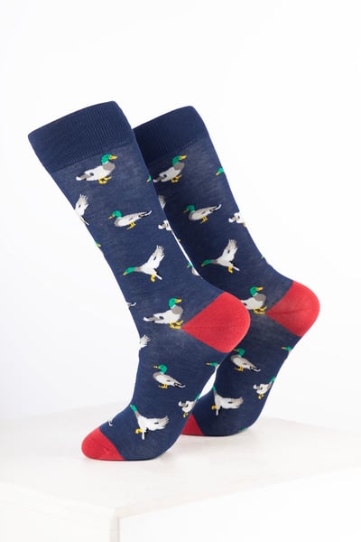 Damen-Knöchelsocken mit Vogelmotiv - Segeltuch Denim