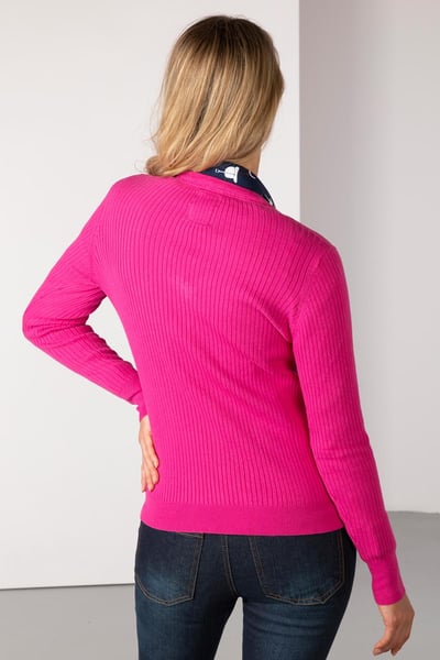 Gerippter Damen-Pullover mit V-Ausschnitt - Gemma - Bonbon