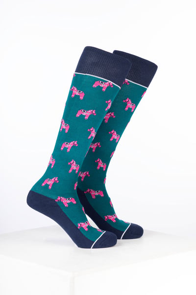 Junior Bamboo Rich Reitsocken mit Pferdemotiv - Pony Grün
