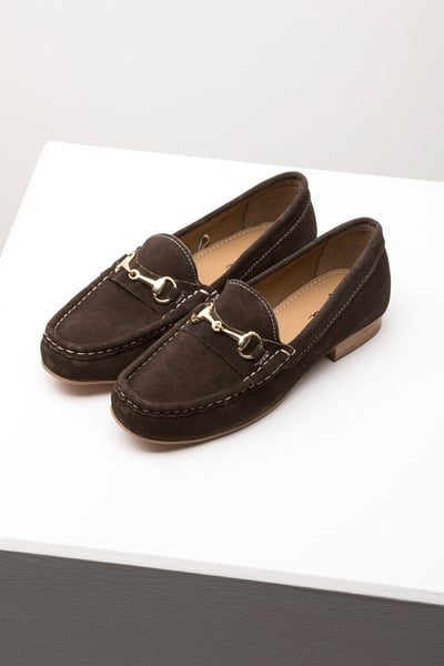 Ladies Suede Snaffle Loafers - Wrelton - Brown