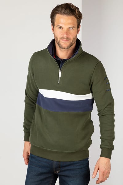 Sweat rayé pour homme - Beadlam - Olive/Marine