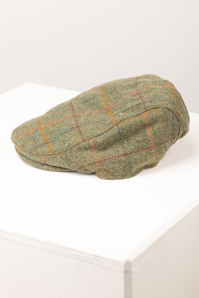 Casquette plate en tweed pour homme - Terrington - Green Check