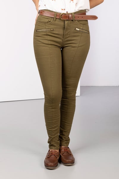 Ladies Biker Jeans - Ella - Khaki
