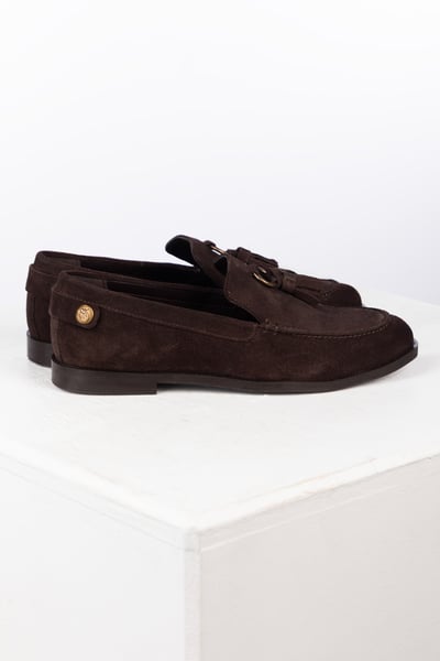 Ladies Suede Tassel Loafer - Beverley - Brown