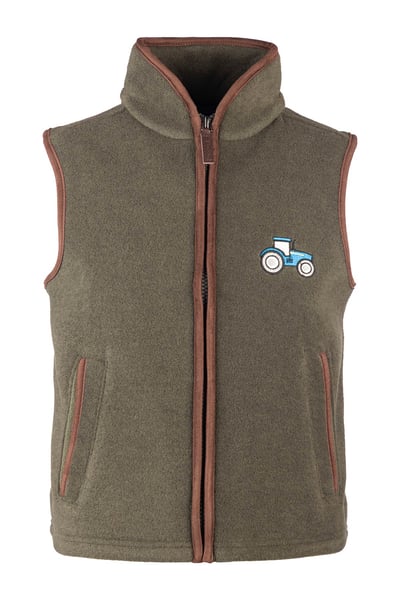 Junior Fleece Waistcoat - Huggate - Tractor Khaki/Blue