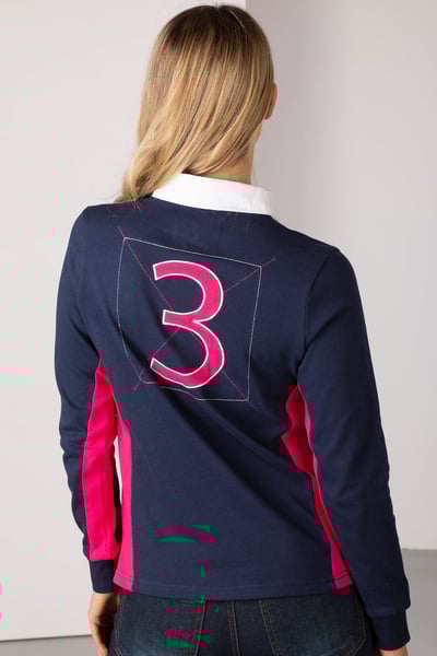Ladies Rugby Shirt - Muston - Navy/Bonbon