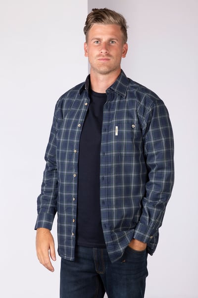Men's Fleece Lined Shirt - Navy/Green