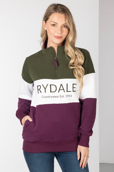 Ladies Sweatshirt - Byland - Rydale Olive/White/Berry