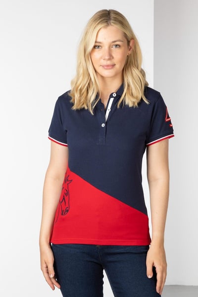 Ladies Lily II Diagonal Polo Shirt - Navy/Red