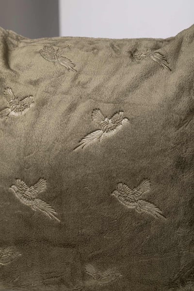 Patterned Fleece Cushion Cover - Khaki