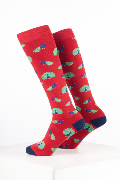 Women’s Bird Welly Socks - Peacock Strawberry