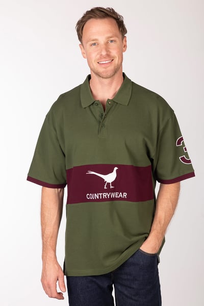 Herren-Poloshirt - Byland II - Fasan Olive/Wein