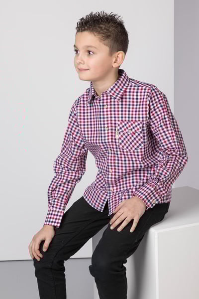 Boys Country Check Shirts - Richmond Red/Navy