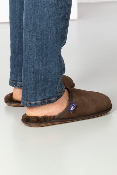 Men's Suede Slippers - Skipsea - Chocolate