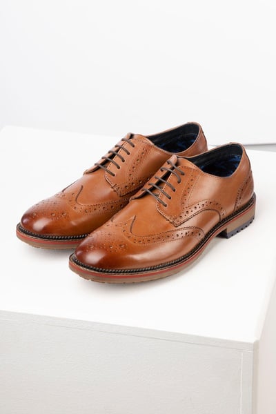 Men's Brogue Shoes - Skipton - Tan