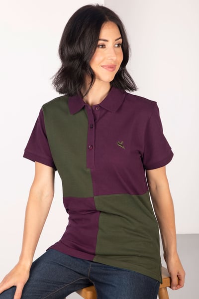 Ladies Quartered Polo Shirt - Ganton - Dark Berry