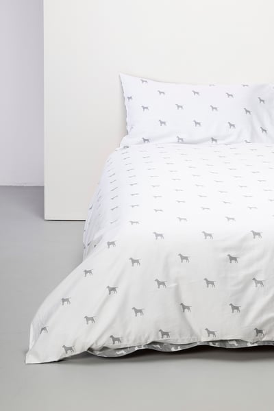 Wende-Set aus Bettdecke und Kissenbezug für King-Size-Betten - Multi Hund Grau