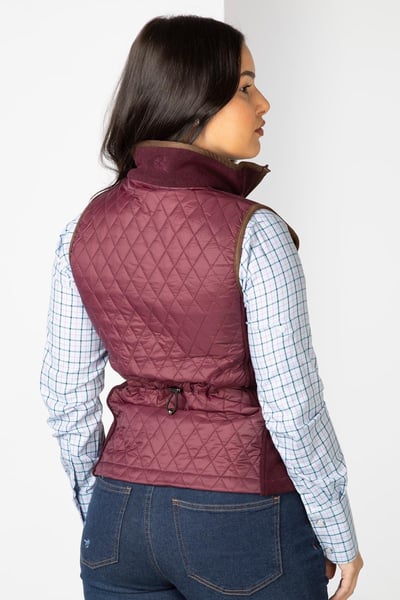 Damen Diamond Quilted Hybrid Gilet - Huggate - Marl Burgund