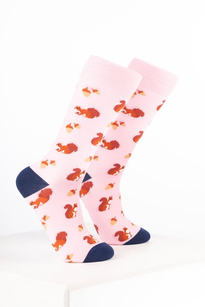 Damen-Knöchelsocken mit Tiermotiven - Eichhörnchen Zartrosa